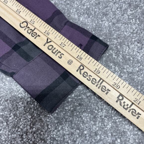 Kuhl Flannel Shirt Womens Small 1/2 Button Pockets Plaid Purple Outdoors - Picture 14 of 15